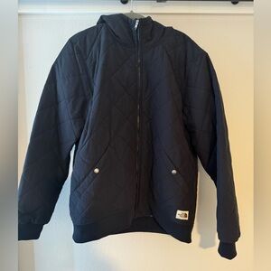 Men’s LARGE navy north face hooded insulated full zip jacket